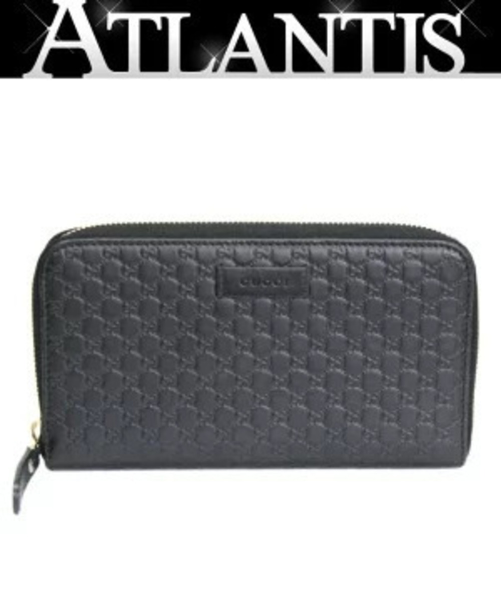 Gucci Guccissima GG Round Zip Long Wallet Leather Black